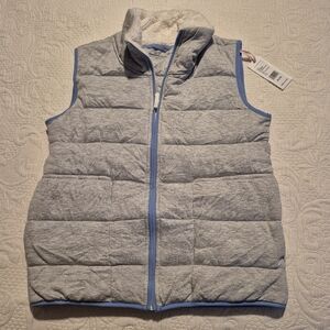 Vineyard Vines girls XL or 16 Quilted Dreamcloth Vest, gray blue trim NEW